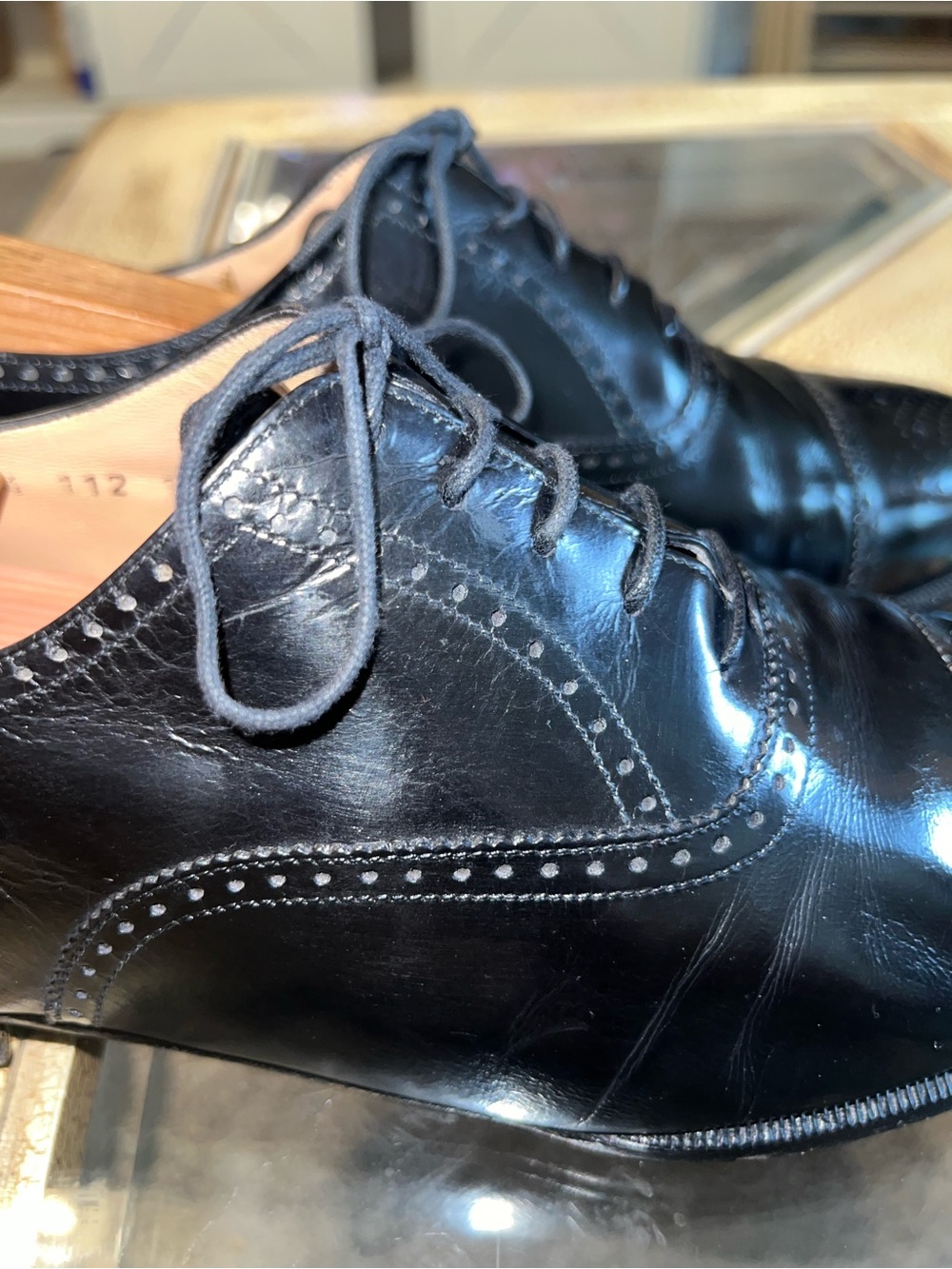 Salvatore Ferragamo Black Leather Cap-Toe Oxford Brogue Men's Dress Shoes 10D - Picture 9 of 12